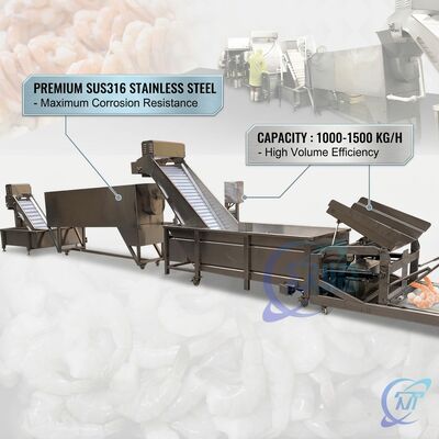 Goede prijs Premium Shrimp Head Cutting Machine 316L Stainless Steel 1000-1500KG 3.0KW 50Hz For Prawn Processing Line online