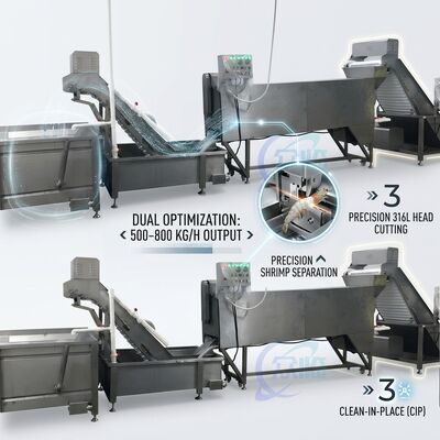 Goede prijs Draagbare Garnalenkop Zeefmachine Corrosiebestendig SUS316 2000-2500KG 11,7KW 380V online