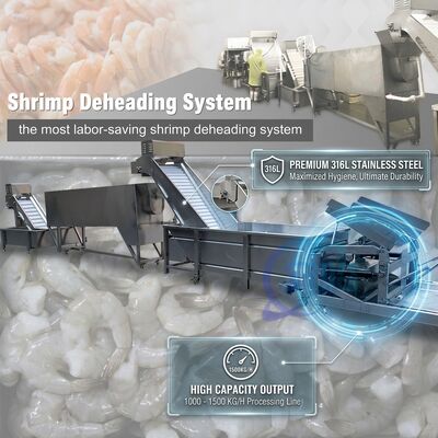 Goede prijs Easy Clean Prawn Processing Machine Precision SUS316 800-1000KG 5.5KW 60Hz For Seafood Export Company online