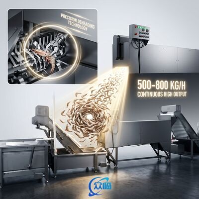 Goede prijs Skid Mounted Shrimp Head Removal Machine SUS316L 1200-1800KG 9.0KW 60Hz For Food Processing Factory online